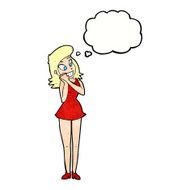 cartoon excited woman with thought bubble N131