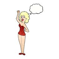 cartoon dancing woman with thought bubble N52