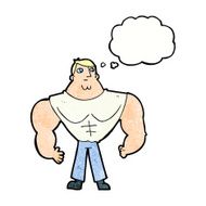 cartoon body builder with thought bubble N11