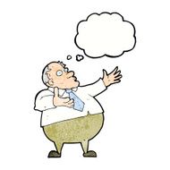 cartoon exasperated middle aged man with thought bubble N11