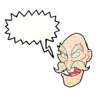 cartoon evil old man face with thought bubble N9