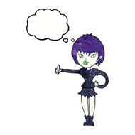 cartoon vampire girl giving thumbs up sign with thought bubble N21
