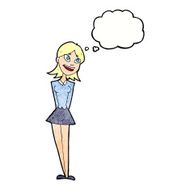 cartoon happy woman with thought bubble N257