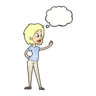 cartoon woman waving with thought bubble N338