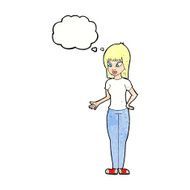 cartoon woman explaining with thought bubble N51