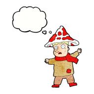 cartoon magical mushroom man with thought bubble N7