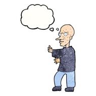 cartoon mean looking man with thought bubble N11