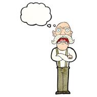 cartoon shocked old man with thought bubble N32
