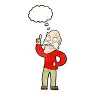 cartoon old man laying down rules with thought bubble N3
