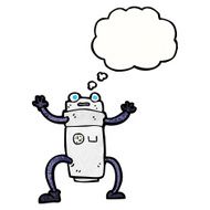 cartoon robot with thought bubble N180