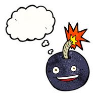 cartoon burning bomb with thought bubble N6