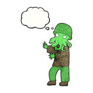 cartoon alien man with thought bubble N10