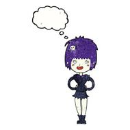 cartoon happy vampire girl with thought bubble N38