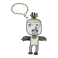 cartoon robot with thought bubble N181