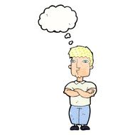 cartoon man with crossed arms thought bubble N29