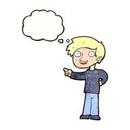 cartoon man pointing with thought bubble N196