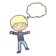 cartoon happy boy with thought bubble N235