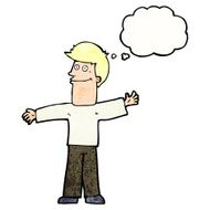 cartoon happy man with thought bubble N462