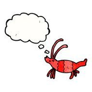 cartoon shrimp with thought bubble N36