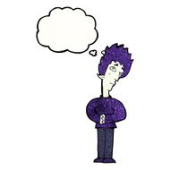 cartoon curious vampire with thought bubble N10
