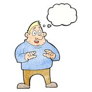 cartoon excited overweight man with thought bubble N10