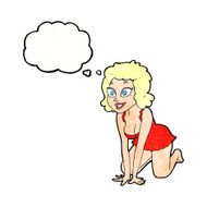 cartoon funny sexy woman with thought bubble N11