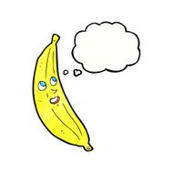 cartoon happy banana with thought bubble N6