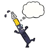 cartoon pen character with thought bubble N11