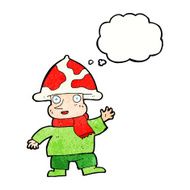 cartoon mushroom man with thought bubble N11