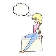 cartoon pin up pose girl with thought bubble N11