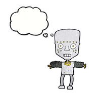 cartoon robot with thought bubble N182