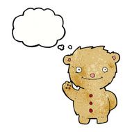 cartoon waving teddy bear with thought bubble N31