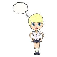 cartoon annoyed girl with thought bubble N21