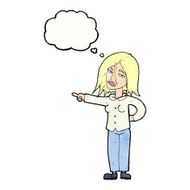 cartoon woman pointing with thought bubble N218