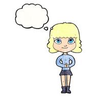 cartoon happy woman with thought bubble N258