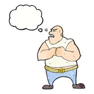 cartoon violent man with thought bubble N20