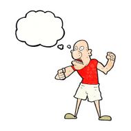 cartoon violent man with thought bubble N21