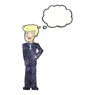 cartoon upperclass man with thought bubble N11