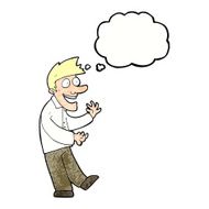 cartoon excited man with thought bubble N70