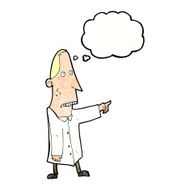 cartoon ugly man pointing with thought bubble N11