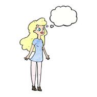cartoon pretty girl with thought bubble N99