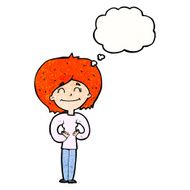 cartoon happy woman with thought bubble N259
