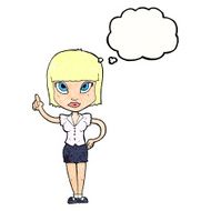 cartoon pretty girl with idea thought bubble N29