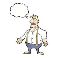cartoon shocked man with thought bubble N110