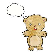 frightened teddy bear cartoon with thought bubble N3