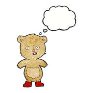 cartoon happy teddy bear in boots with thought bubble N7
