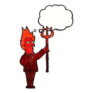 cartoon devil with pitchfork thought bubble N27