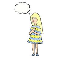 cartoon surprised girl with thought bubble N21