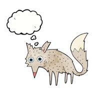 funny cartoon wolf with thought bubble N3