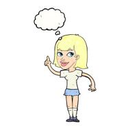 cartoon pretty girl with idea thought bubble N30